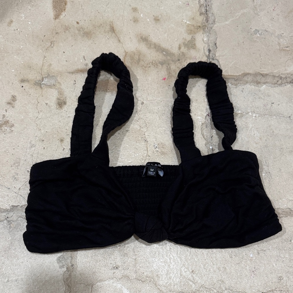 Jluxlabel Black knotted Ruched Top sz M - Picture 2 of 3